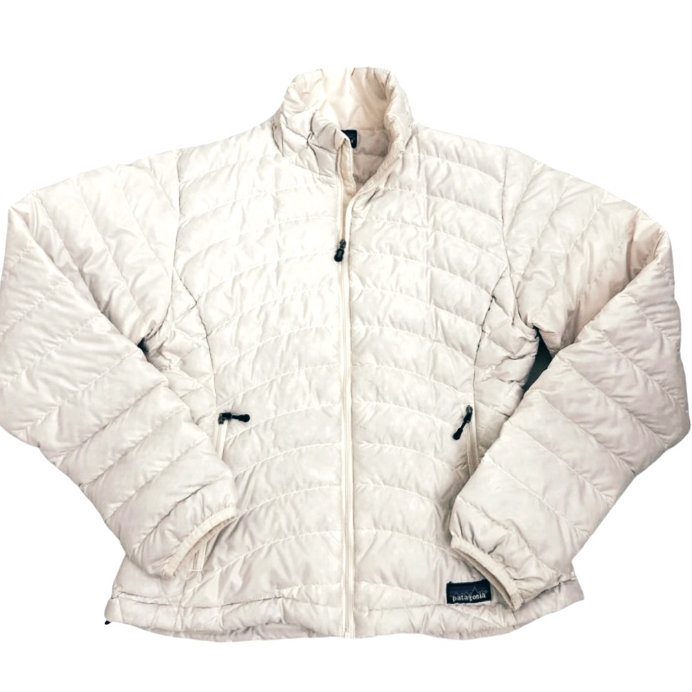 Patagonia Off White Cream Ivory Coat Goose Down Puffer Jacket Xl